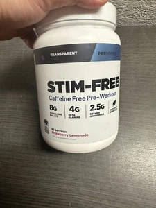 Transparent Labs STIM-FREE Pre-Workout Supplement Strawberry Lemon Exp 8/2026 - Picture 1 of 3