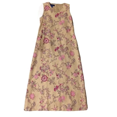 Vestido CHARTER CLUB 100% Lino 4 Pequeño Floral Maxi Midi Sin Mangas Verano Aloha Foto 1 de 4