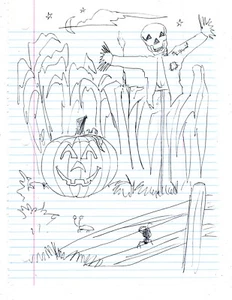art work original pencil drawing 11 x 7 Halloween - Picture 1 of 6
