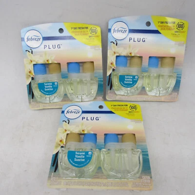 6 PACK-Febreze SERENE VANILLA SUNRISE Plug In Air Freshener Refill BRAND NEW - Image 1 of 4