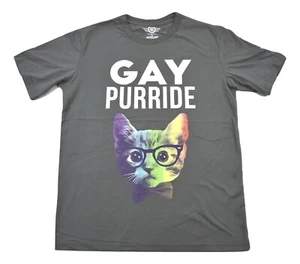 Mad Engine Mens Gay Purride LGBT Rainbow Shirt Kitten Cat New XS-2XL - Picture 1 of 1