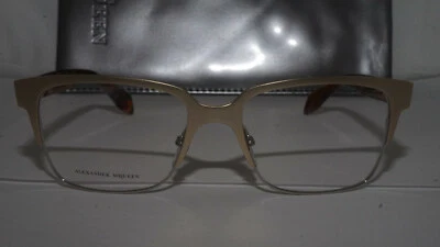 Alexander McQueen Eyeglasses New Matte Gold Havana AMQ 4257 8SO 53 17 140 - Image 1 of 4