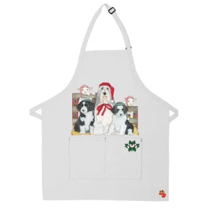 Bearded Collie Dog Christmas Apron Two Pocket Bib Apron with Adj Neck - Picture 1 of 1