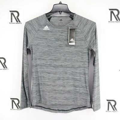 NUEVO CON ETIQUETAS Mujer Adidas Aeroready Gris Oscuro Atlético HILO Voleibol Camiseta Camiseta LS Foto 1 de 4