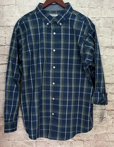 Haggar Herren Hemd mit Knopfleiste pflegeleicht Stretch bequem blau kariert Gr. XL NEU - Bild 1 von 3