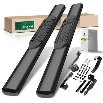 Barras laterales Nerf ovaladas de acero negro de 6" para Chevy Silverado 1500 GMC Sierra 2500 Foto 1 de 4