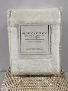 Lamont Majestic Matelasse Scalloped Hem Shower Curtain 100% Cotton 72X72 White - Picture 1 of 4