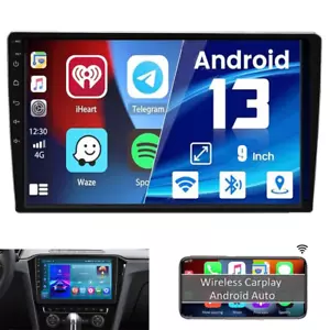 4+64GB 9in Wireless CarPlay Stereo Android13 Radio GPS Navigation BT HD USB SWC - Foto 1 di 16