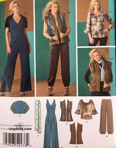 Uncut Simplicity 2476 Sew Pattern Romper Jumpsuit Vest Jogger Pants Tunic Bolero - Picture 1 of 4