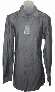 Camicia da uomo Perry Ellis manica lunga alta LT grigio castlerock motivo geometrico nuova con etichette - Foto 1 di 3