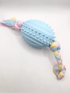 Blaues robustes Webseil TPR spielen Rugby Ball zahnen kauen quietschendes Hundespielzeug - Bild 1 von 1