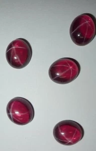 Transparent Star Ruby Oval 12x10 mm Cabochon 6 Rayed Lab-created 10 pieces Lot - Picture 1 of 12