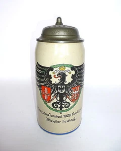 Bierkrug XI Deutsches Turnfest 1908 Frankfurt a/m. Berliner Turnerschaft Krug - Picture 1 of 1