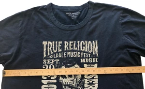 True Religion Oildale Music Fest Tee Black Short Sleeve Men's Size 2XLT - Picture 1 of 8