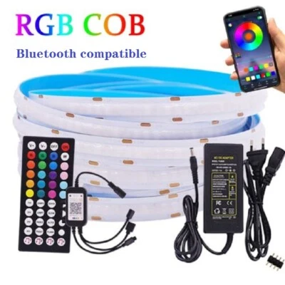 12V RGB COB LED Strip Light Bluetooth-compatible 44key Remote Control Power Kit - Image 1 of 4