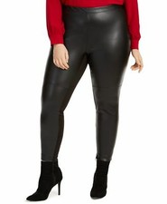 plus size black pleather pants