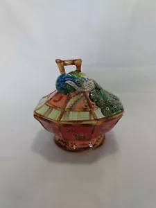Tracy Porter Artesian Road Hand Painted Sugar Bowl w/Lid Peacock ( Retired ) - Bild 1 von 8