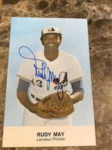 RUDY MAY MONTREAL EXPOS AUTOGRAPHED SIGNED VINTAGE 5.5x3.5 PHOTO CARD POSTCARD - Picture 1 of 4