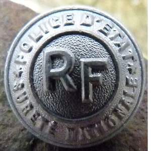 BOUTON ALU UNIFORME POLICE D'ETAT RF SURETE NATIONALE DIAM.2cm - Picture 1 of 1