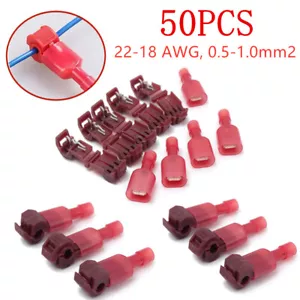 25pairs 22-18 Gauge T-Tap Quick Splice Wire Terminals Insulated Crimp Connectors - Picture 1 of 12