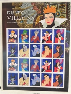 US DISNEY VILLAINS S/A FOREVER STAMPS SHEET OF 20 MNH 2017 #5213-1522 - Picture 1 of 1