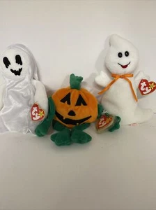 Ty Beanie Baby Halloween Set of Three Sheets, Pumpkin, Spooky, w/tags - Picture 1 of 7