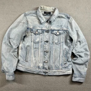 J Crew Indigo Jacket Womens Medium Blue Denim Jean Distressed Washed - Picture 1 of 10