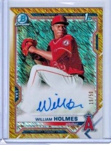 2021 Bowman Chrome William Holmes Gold Shimmer Refractor Prospect Auto #'d 19/50