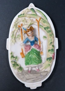 Vintage Porcelain 3D Plaque Oval Hand Painted Occupied Japan 4.5" x 7.5" - Picture 1 of 12