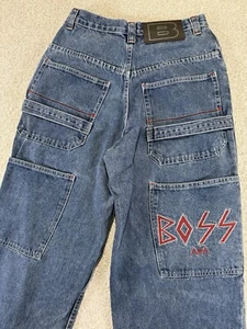 VINTAGE Boss Jeans Mens 28x29 Denim Baggy Hip Hop Streetwear Y2K Skater - Picture 1 of 8