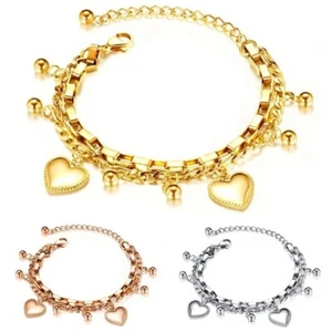 Damen Armband Herz Edelstahl 316 Antiallergen Bettelarmband Armband Qualität - Bild 1 von 7