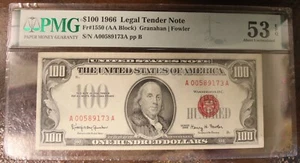 1966 $100 Bill FR 1550 Legal Tender Red Seal United States Note PMG AU 53 EPQ - Picture 1 of 7