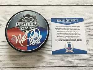 Mike Babcock firmó 2017 Maple Leafs Centennial Classic Puck Beckett BAS COA c - Imagen 1 de 4