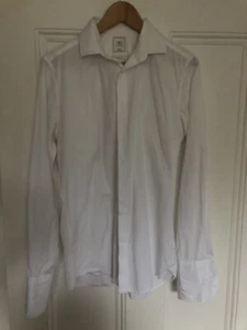 NEXT Tailoring White Men's Shirt size 15.5 CM, Slim Fit, Double Cuff - Picture 1 of 4