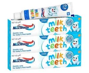 3 x Macleans Milk Teeth Fluoride Toothpaste 0-3 Years 63g - Picture 1 of 4