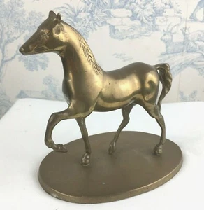 Vintage Brass Horse Equestrian Figurine Sculpture Ornament Plinth 14cm Tall - Picture 1 of 9
