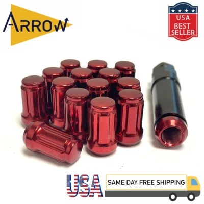 20x 1.4" Red M12x1.5 Spline Tuner Lug Nuts and Key Fit Oldsmobile Jeep - Image 1 of 4