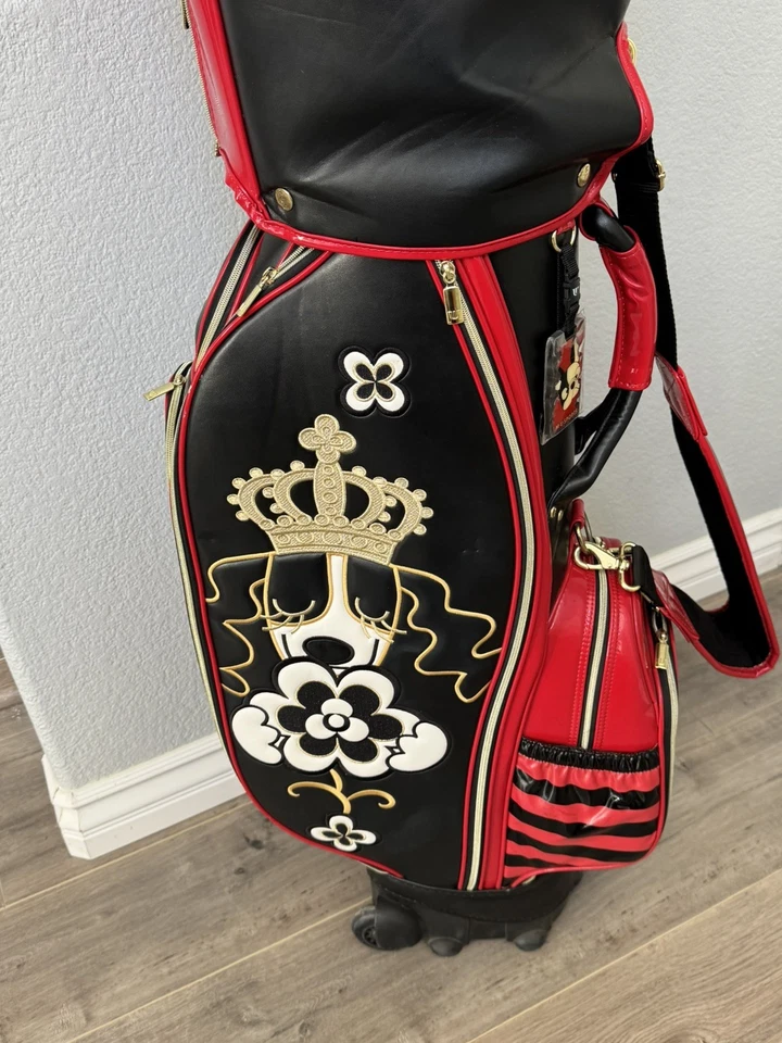 MU SPORTS GOLF CART BAG WITH WHEES EMBROIDERY 5 WAY BLACK LADIES BAG - Image 1 of 4