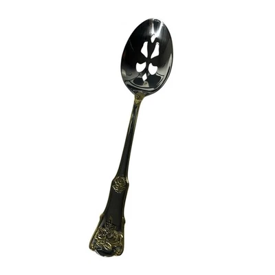 Ложка сервировочная золотая столовые приборы Royal Albert OLD COUNTRY ROSES из нержавеющей стали с прорезями - Изображение 1 из 4