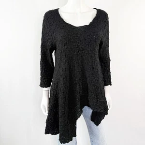 Noblu Black Asymmetrical Tunic Top Size S Round Neck Lagenlook Artsy Gothic - Picture 1 of 10