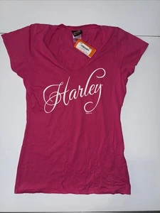 Harley Davidson Damen Tshirt Large rosa V-Ausschnitt Biker "Virginia Beach" am Rücken - Bild 1 von 15