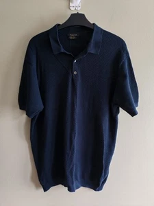 Polo Massimo Dutti Tejido Azul Marino Talla XL Extra Grande Algodón Fino Texturizado - Imagen 1 de 8