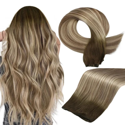 Full Shine Weft Hair Extensions Human Hair 20 Inch Hand Tied Hair Extensions Rea - Image 1 of 4
