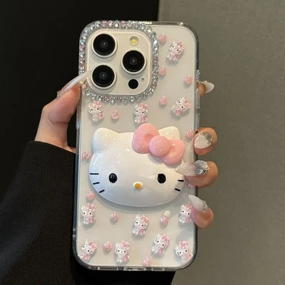 Capa Bling 3D desenho animado Hello Kitty para Samsung Galaxy S25 S24 S23 S22 S21 Ultra - Imagem 1 de 4