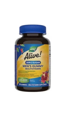 Мужские жевательные мультивитамины Nature's Way Alive ZeroSugar 80 штук EnergyBVitamins 06/26 - Изображение 1 из 4