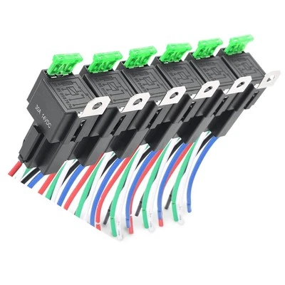 Vereinfachte Installation 6 Stück Kfz-Relais mit farbcodierten Leitungen - Image 1 of 4