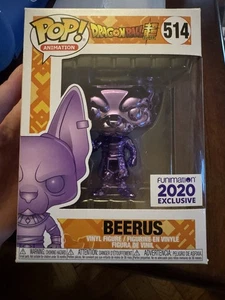 Funko Pop! Vinyl Dragon Ball Beerus (Purple Chrome) #514 Funimation W/PROTECTOR  - Picture 1 of 7