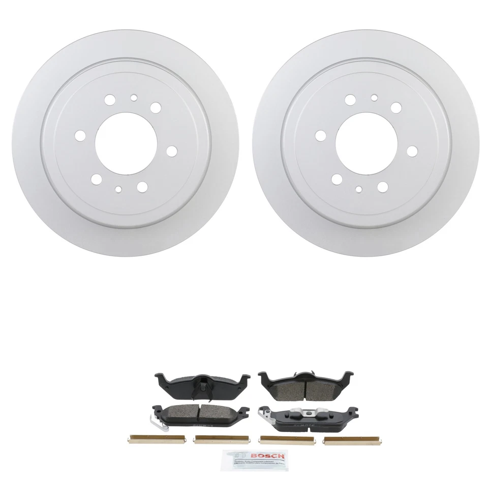 Kit de pastillas de freno de disco de cerámica azul rotores Quietcast trasero Bosch 348 mm para Ford F-150 Foto 1 de 1