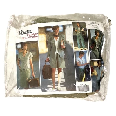 Vintage 90s Vogue Career Wardrobe 2637 Pattern Lot Linen Fabric Thread Sewing - Image 1 of 4