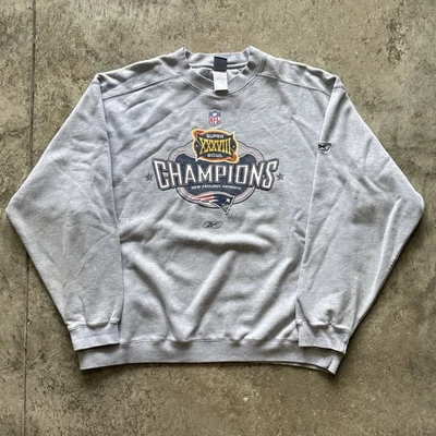 New England Patriots Super Bowl XXXVIII Champions Gris Cuello Redondo Para Hombres 2XL Reebok Foto 1 de 4